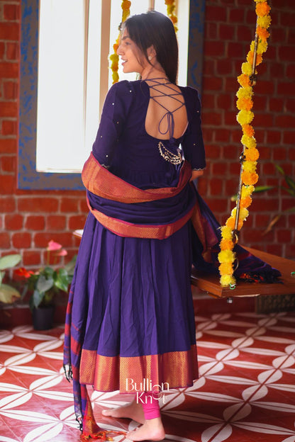 Dhiyona BN Meghna Purple Cotton embroidery Anarkali Suit Set