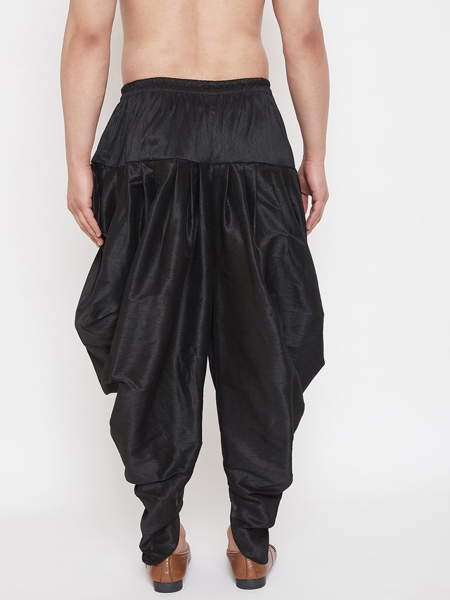 Men's Black Silk Blend Regular Dhoti
