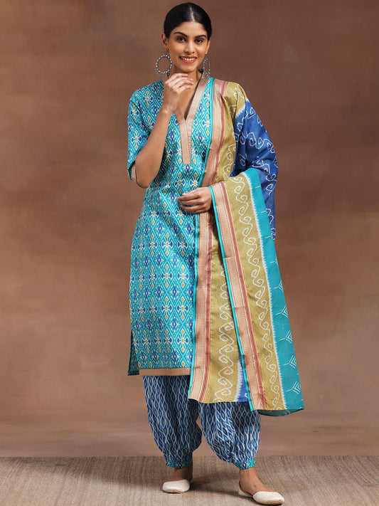 Dhiyona LB Women's Ethnic Motifs Printed Gotta Patti Pure Cotton Kurta with Salwar & Dupatta