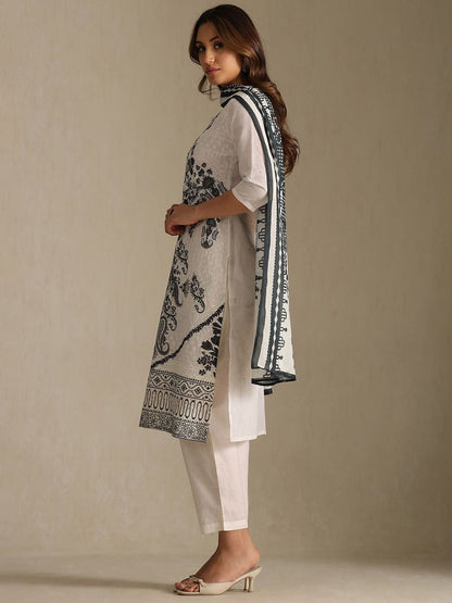Dhiyona SO Women's Women Ethnic Motifs Printed Sequinned Kurta with Trousers & Dupatta