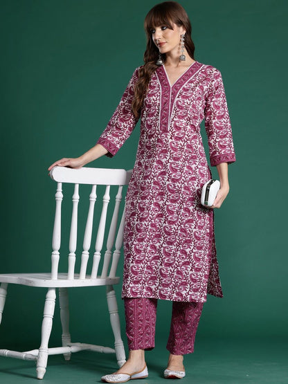 Women Paisley Printed Regular Pure Cotton Kurta with Trousers