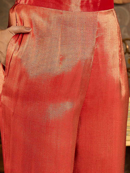 Dhiyona IE Ethnic Motifs Embroidered Zari Liva Kurta With Trousers & Dupatta
