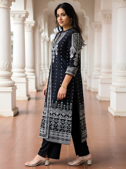 Women Ethnic Motifs Printed Cotton Kurta with Trousers & Dupatta