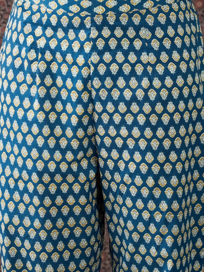 Women Ethnic Motifs Printed Regular Sequinned Pure Cotton Kurta with Trousers & With Dupatta