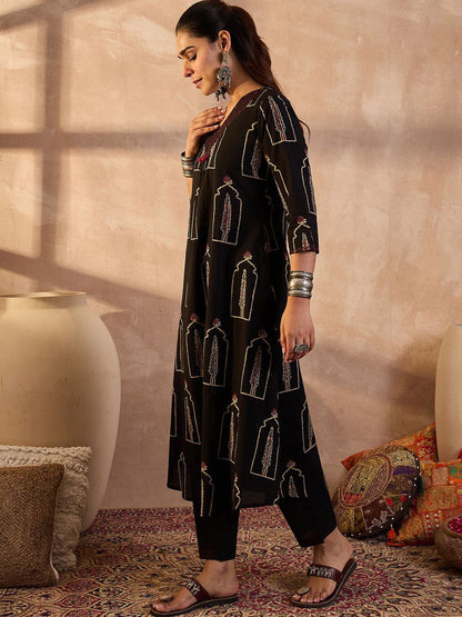 Dhiyona IE Printed Pure Cotton Tunic With Trousers Co-Ords