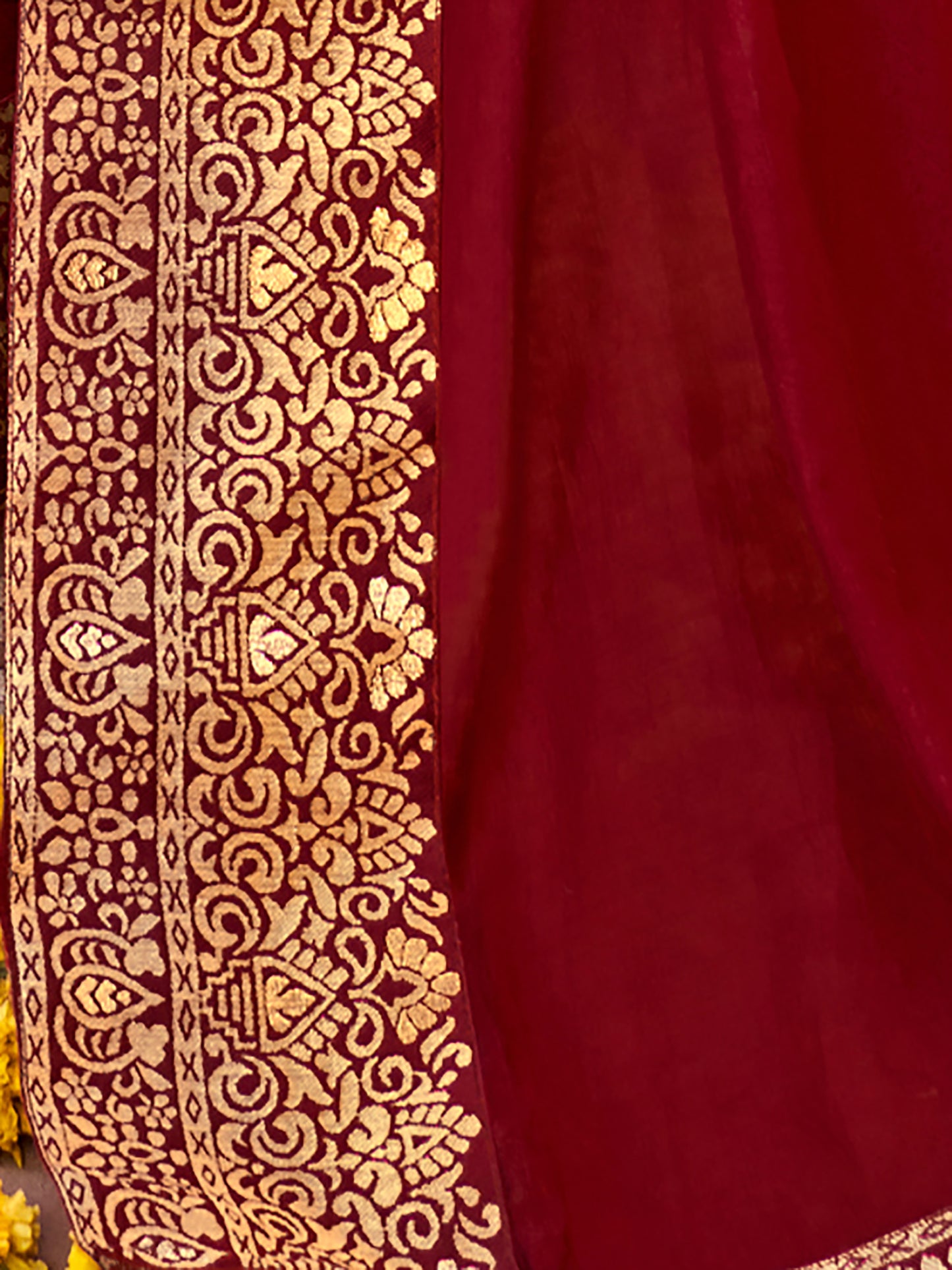 Women's Vichitra Silk Maroon Embellished Designer Saree With Blouse Piece