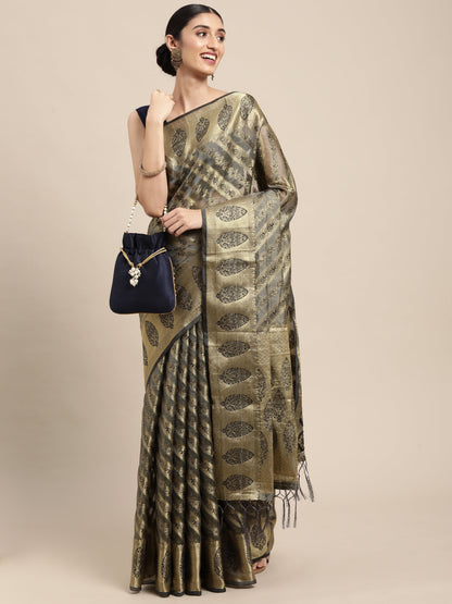 Dhiyona GR Women's Natasha Neutral Grey Organza Saree