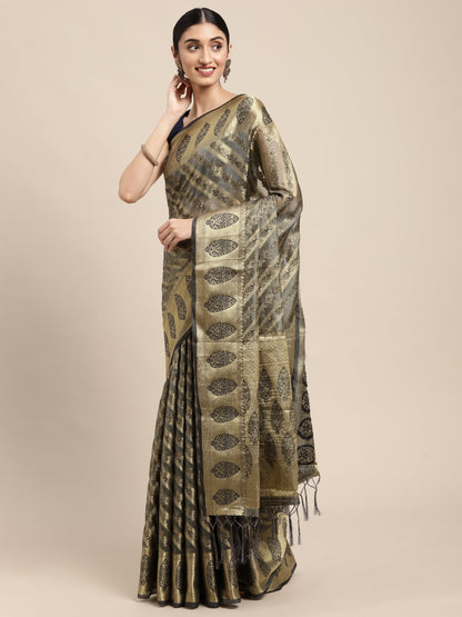 Dhiyona GR Women's Natasha Neutral Grey Organza Saree