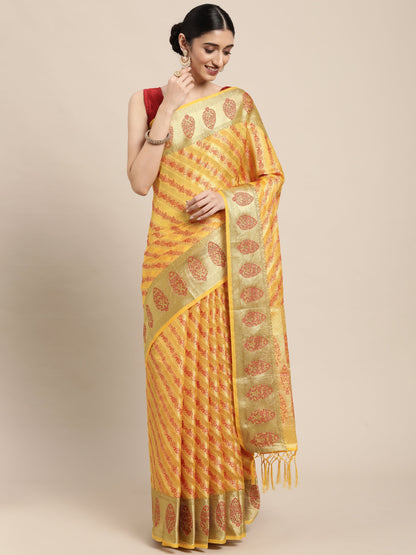 Dhiyona GR Women's Natasha Butter Yellow Organza Saree