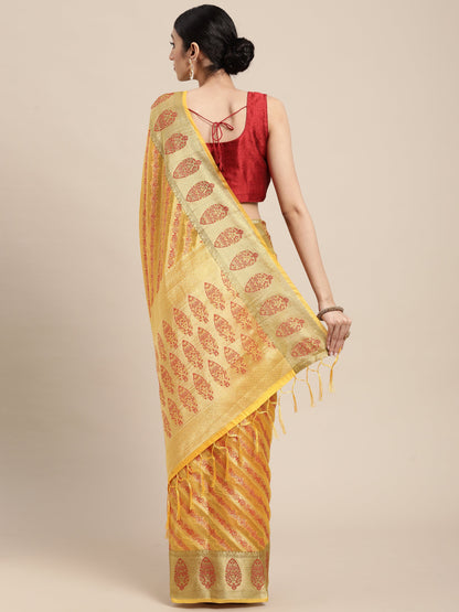 Dhiyona GR Women's Natasha Butter Yellow Organza Saree