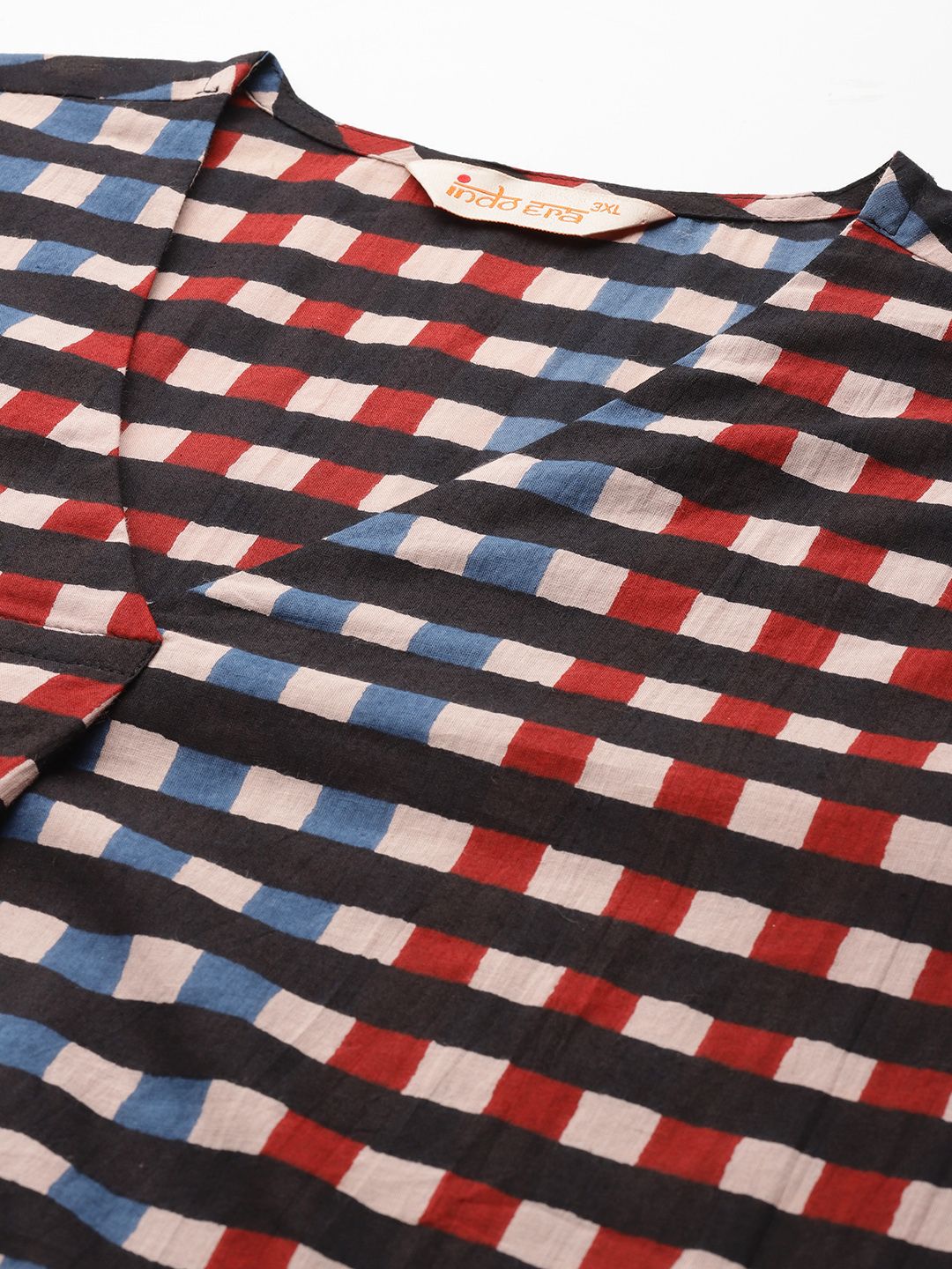 Pleated Checked Cotton Kurta with Palazzos