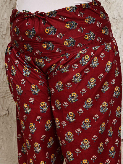 Dhiyona KL Floral Printed Printed V-Neck Straight Kurta With Salwar & Dupatta