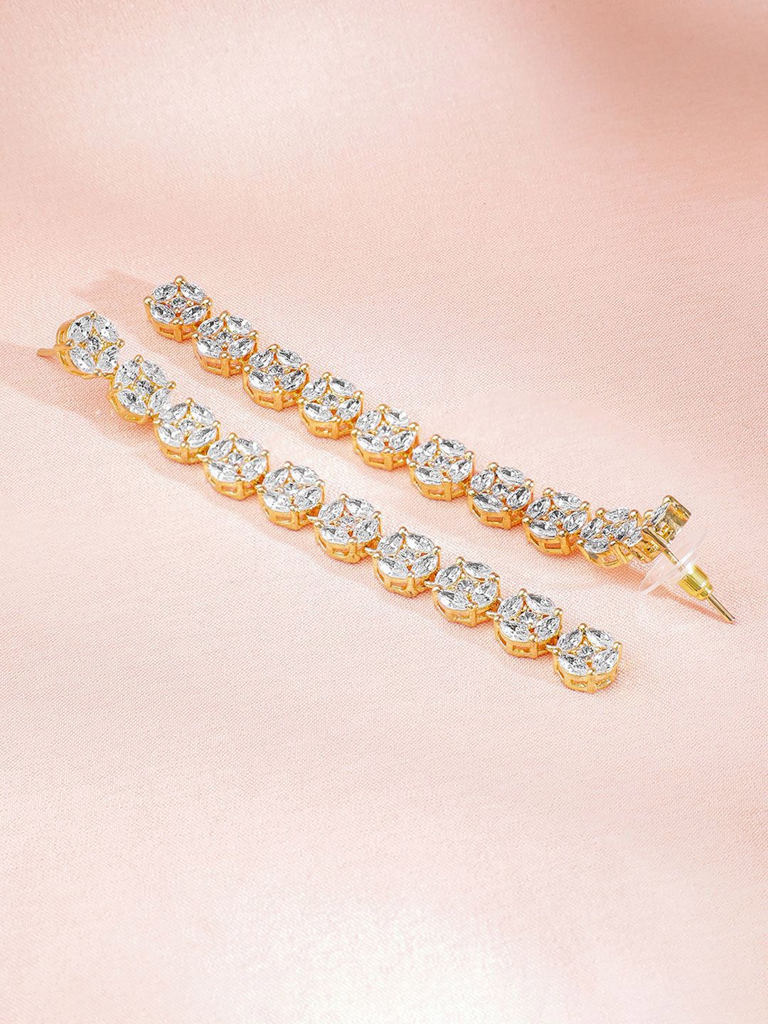 Dhiyona RJ Women's Premium 22K Gold-Plated AD & Zirconia Studded Luxury Drop Earrings