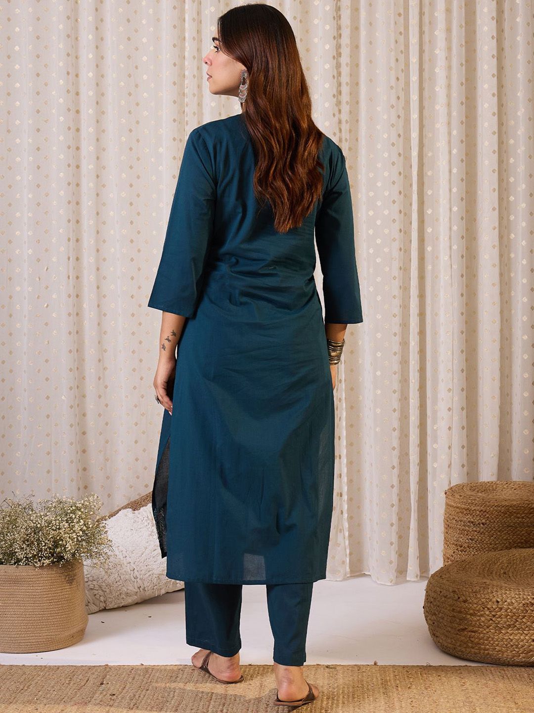 Dhiyona IE Embroidered Pure Cotton Tunic With Trouser