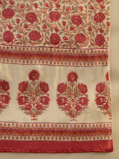 Women's Ethnic Motifs Embroidered Anarkali Pure Cotton Kurta with Palazzos & With Dupatta