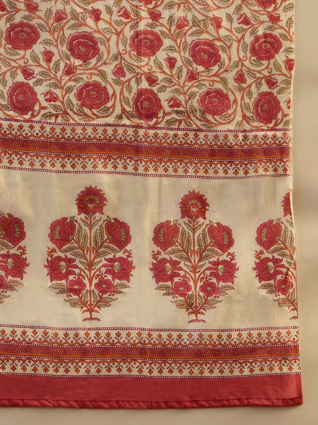 Ethnic Motifs Embroidered Anarkali Pure Cotton Kurta with Palazzos & With Dupatta