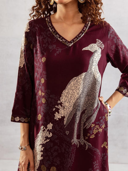 Dhiyona IS Women's Women Animal Printed Kurta with Palazzo