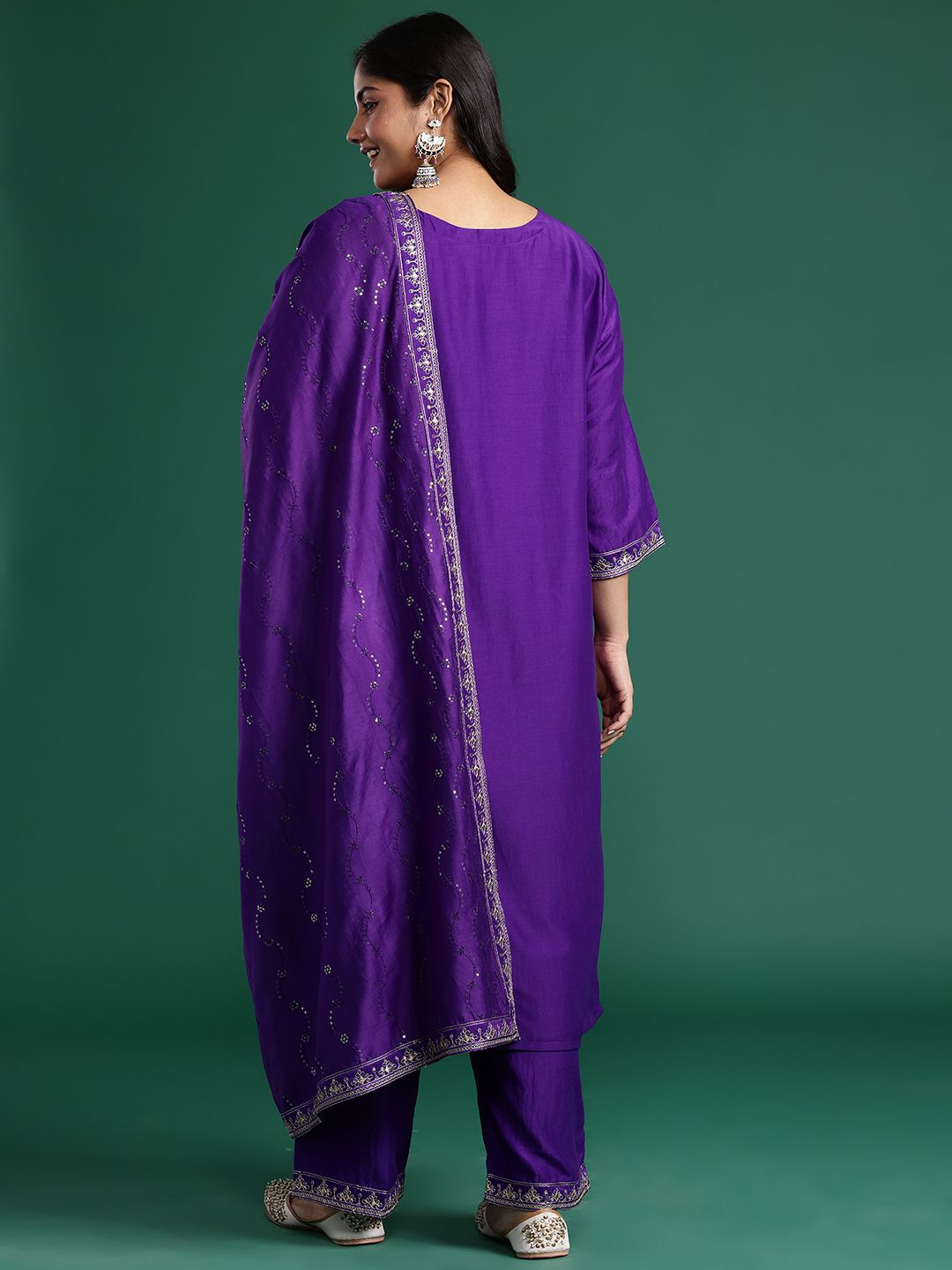 Ethnic Motifs Embroidered Kurta with Trousers & Dupatta