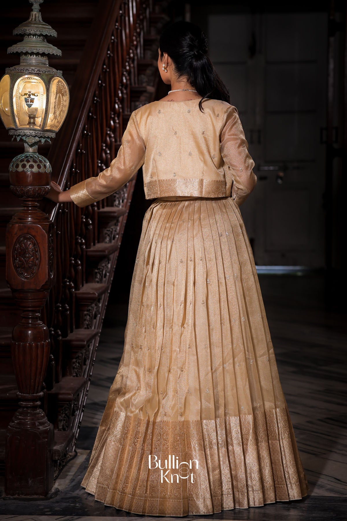 Dhiyona BN Nainika Zari Tissue Dress in Golden