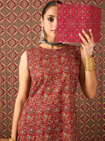 Women Ethnic Motifs Printed Regular Pure Cotton Kurta with Patiala