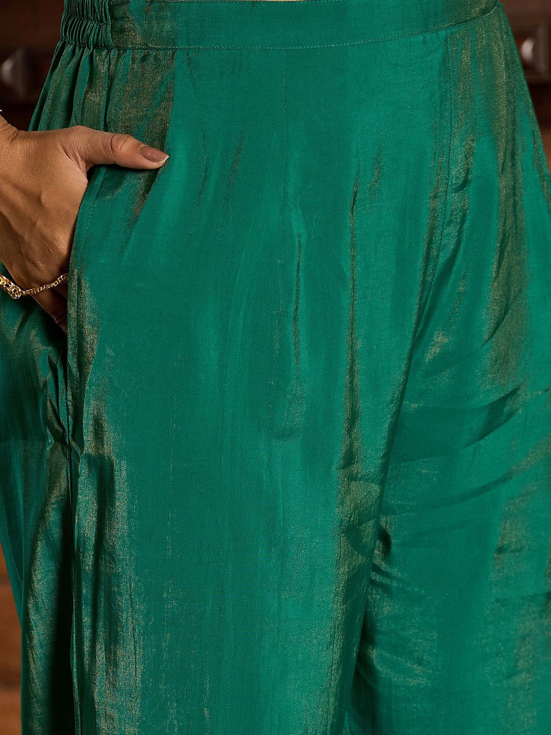 Ethnic Motifs Woven Design Zari Straight Kurta With Trousers & Dupatta