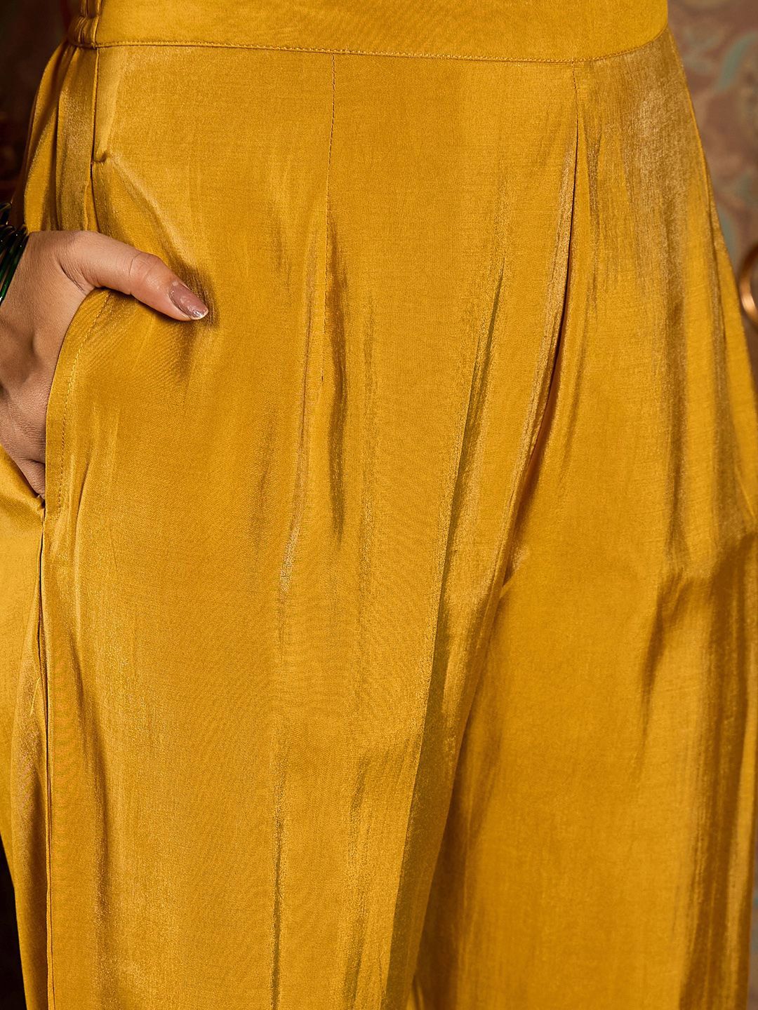 Ethnic Motifs Woven Design Zari Straight Kurta With Trousers & Dupatta