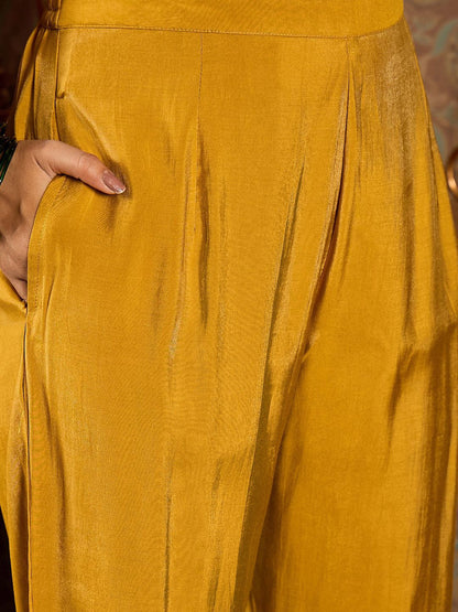 Ethnic Motifs Woven Design Zari Straight Kurta With Trousers & Dupatta