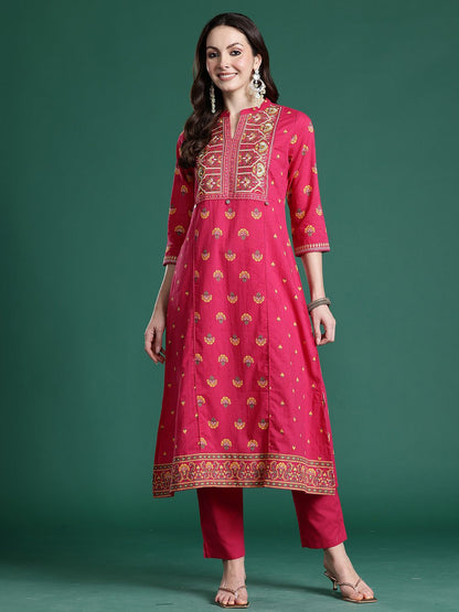 Ethnic Motifs Printed Regular Pure Cotton Kurta With Trouser