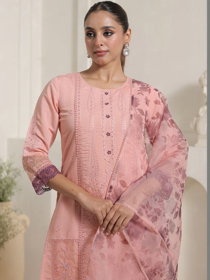 Women Floral Embroidered Regular Thread Work Kurta with Trousers & With Dupatta