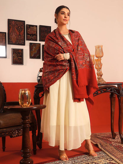 Dhiyona PA Embroidered Arwina Pure Wool Shawl