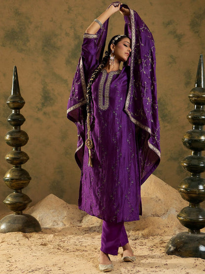 Dhiyona IE Women Floral Embroidered Regular Kurta with Trousers & With Dupatta