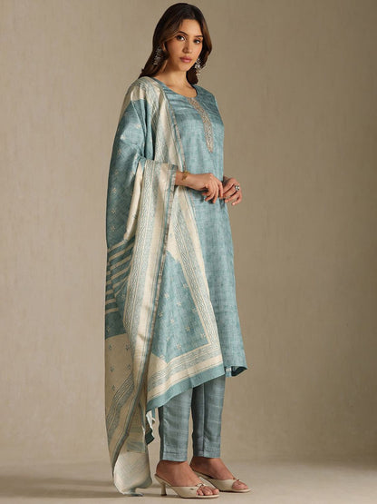Dhiyona SO Women's Women Ethnic Motifs Regular Zardozi Kurta with Trousers & Dupatta