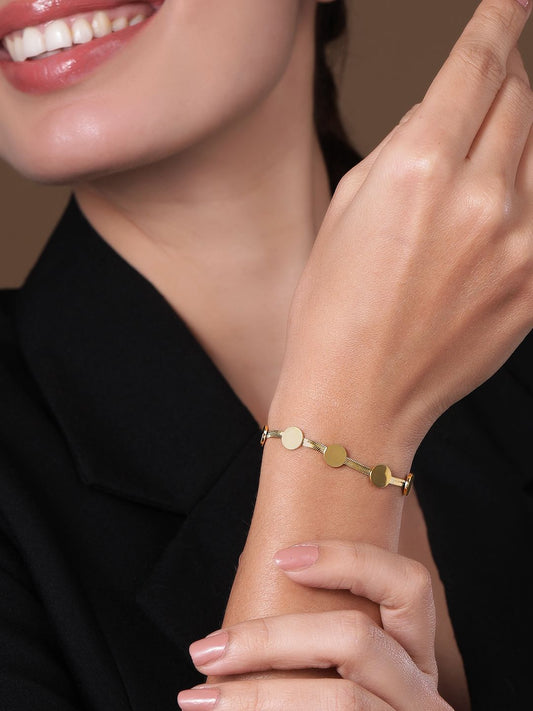 Dhiyona RJ Women's 18K Gold Plated Stainless Steel Tarnish-Free Waterproof Minimal Demi-Fine Bracelet