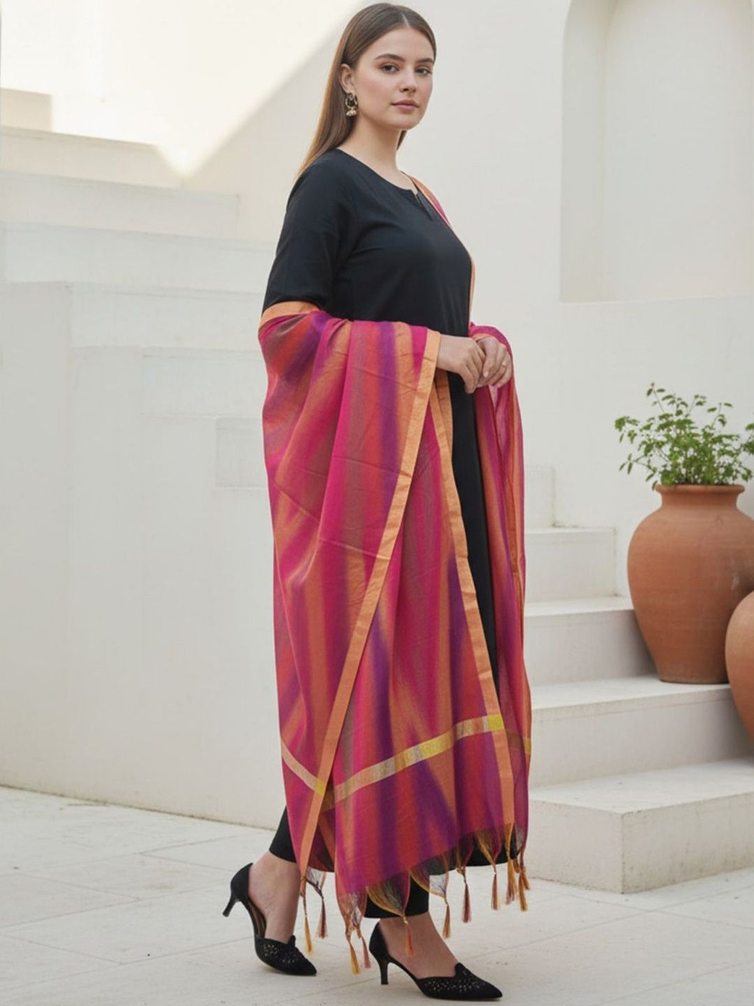 Women Regular Kurta with Trousers & With Dupatta