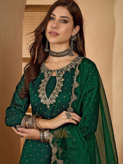Dhiyona SN Women's Ethnic Motifs Embroidered Anarkali Kurta with Trouser & Dupatta