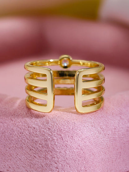 Dhiyona RJ Women's 22k Gold-Plated American Diamond & Cubic Zirconia Studded Finger Ring