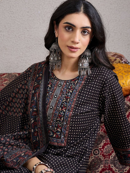 Women Ethnic Motifs Printed Regular Pure Cotton Kurta with Trousers & With Dupatta