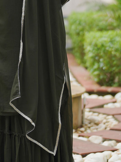 Dhiyona IE Ethnic Motifs Embroidered Sequinned Kurta With Sharara & Dupatta
