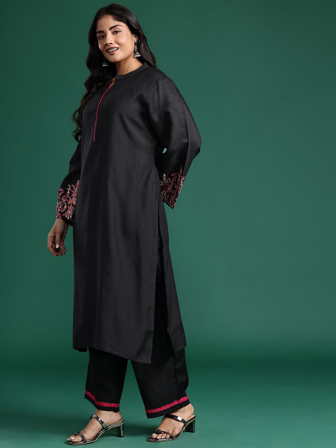 Embroidered Detail Kurta with Palazzos