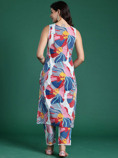 Dhiyona IE Printed Sleeveless Pure Cotton Tunic With Trouser