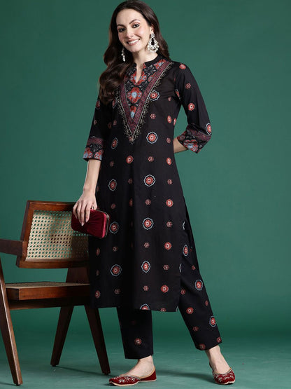 Dhiyona IE Indo era Printed Pure Cotton Top With Trousers Co-Ords