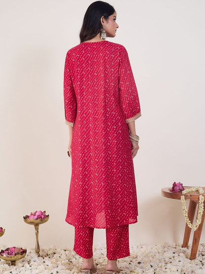 Dhiyona IE Embroidered V-Neck Tunic With Trousers