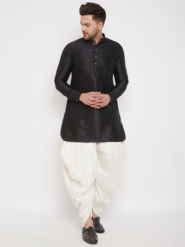 Men's Cream Silk Blend Regular Dhoti