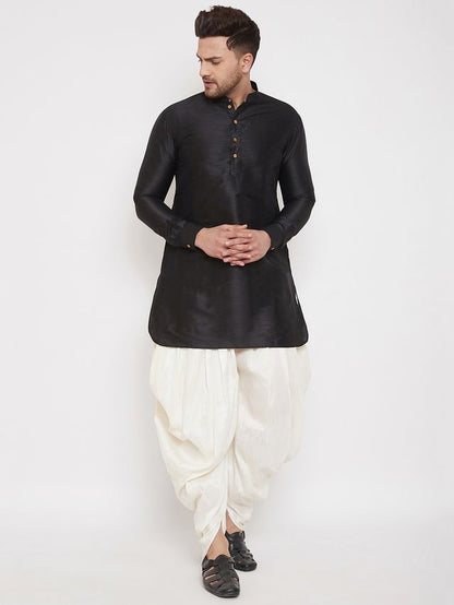 Men's Cream Silk Blend Regular Dhoti