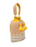 Dhiyona NR Droop Honey Yellow & Pearl Chevron Embellished Velvet Potli