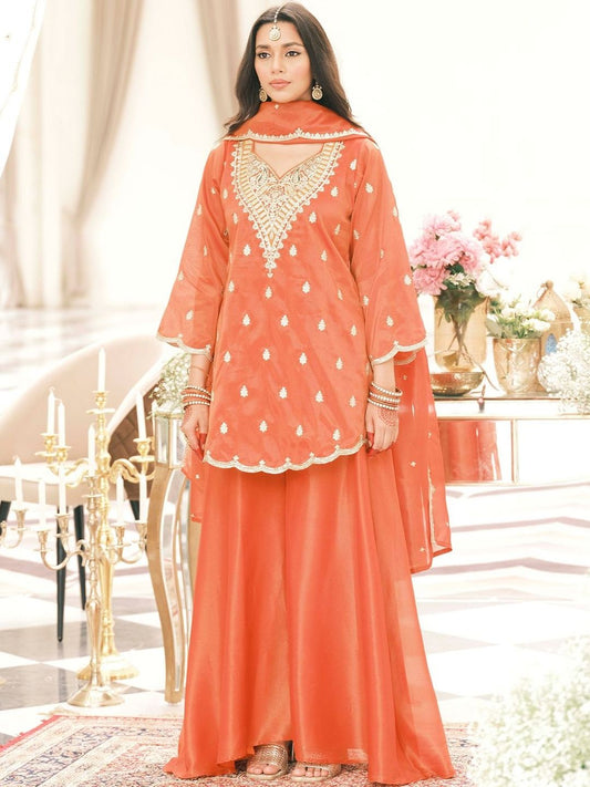 Women Ethnic Motifs Embroidered Kurta with Palazzo & Dupatta