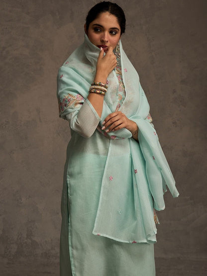 Women Floral Embroidered Kurta with Trousers & Dupatta