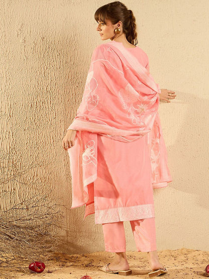 Women Regular Kurta with Trousers & With Dupatta