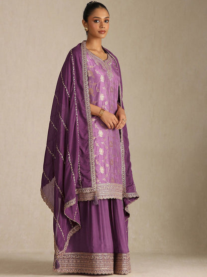 Dhiyona SO Women's Women Floral Regular Zardozi Kurta with Palazzos & Dupatta