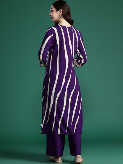 Dhiyona IE Printed Beads and Stones Kurta with Palazzos